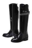 Woman Black Zippered Buckle Detail Leather Boot | Derimod