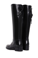 Woman Black Zippered Buckle Detail Leather Boot | Derimod