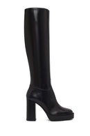 Woman Black Zippered High Heels Leather Boot | Derimod