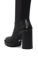 Woman Black Zippered High Heels Leather Boot | Derimod