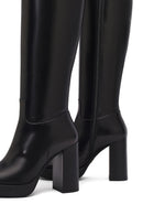 Woman Black Zippered High Heels Leather Boot | Derimod