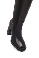 Woman Black Zippered High Heels Leather Boot | Derimod