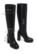 Woman Black Zippered High Heels Leather Boot | Derimod