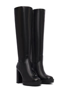Woman Black Zippered High Heels Leather Boot | Derimod