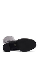 Woman Black Zippered High Heels Leather Boot | Derimod