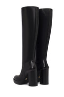 Woman Black Zippered High Heels Leather Boot | Derimod