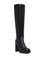 Woman Black Zippered High Heels Leather Boot | Derimod