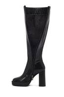 Woman Black Zippered High Heels Leather Boot | Derimod