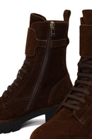 Kadın Kahverengi Fermuarlı Kalın Tabanlı Süet Deri Postal Bot | Derimod