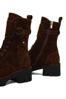 Kadın Kahverengi Fermuarlı Kalın Tabanlı Süet Deri Postal Bot | Derimod