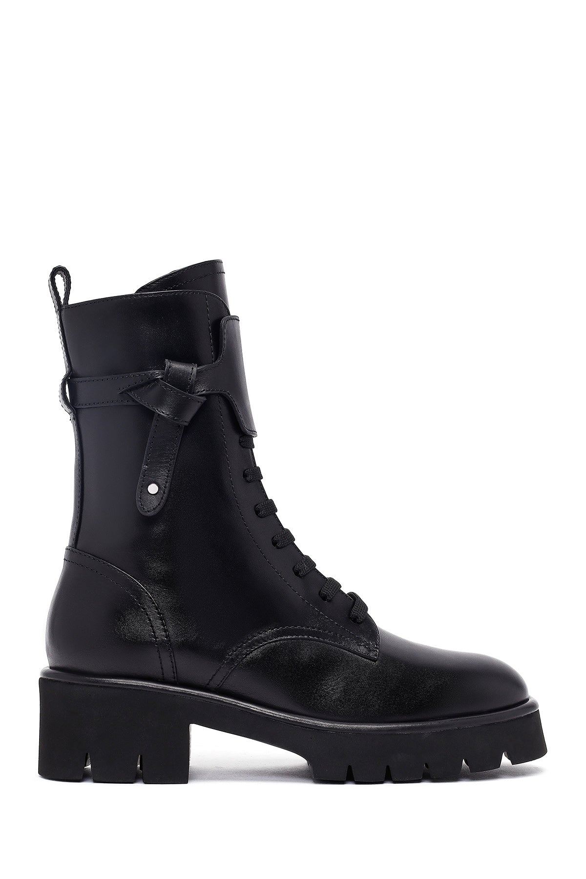 Kadın Siyah Fermuarlı Kalın Tabanlı Deri Postal Bot 25WFD101118 | Derimod