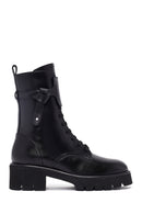 Kadın Siyah Fermuarlı Kalın Tabanlı Deri Postal Bot | Derimod