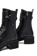 Kadın Siyah Fermuarlı Kalın Tabanlı Deri Postal Bot | Derimod