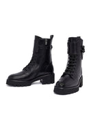Kadın Siyah Fermuarlı Kalın Tabanlı Deri Postal Bot | Derimod