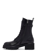 Kadın Siyah Fermuarlı Kalın Tabanlı Deri Postal Bot | Derimod