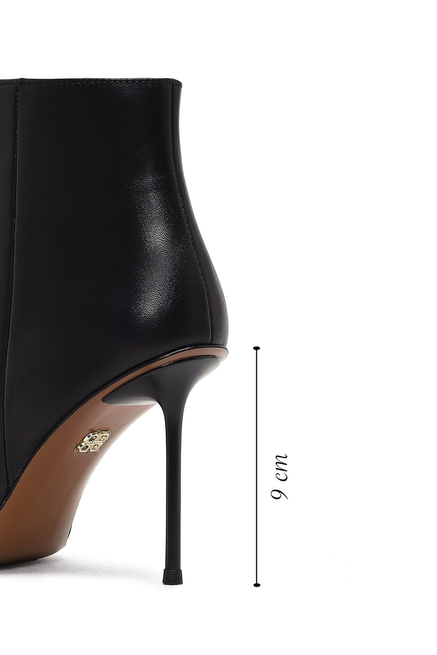 Women's Black Zippered Thin Heeled Leather Boot