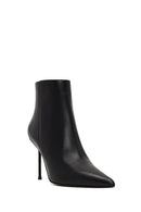 Kadın Siyah Fermuarlı İnce Topuklu Deri Bot | Derimod