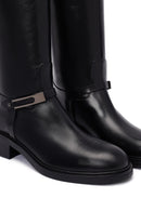 Women's Black Buckled Leather Boot | Derimod