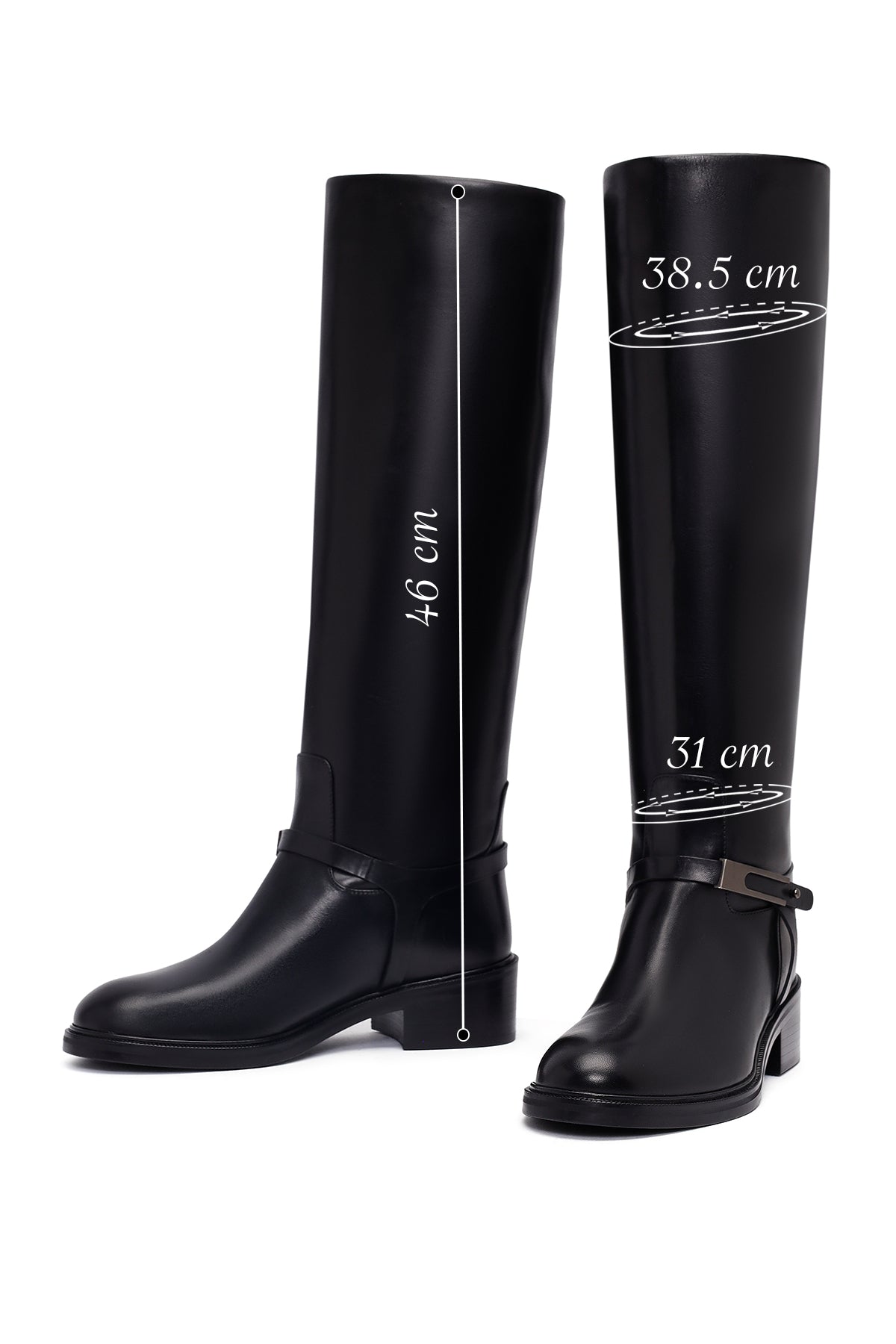 Kadın Siyah Tokalı Deri Çizme