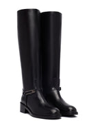 Women's Black Buckled Leather Boot | Derimod