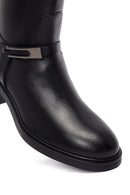 Women's Black Buckled Leather Boot | Derimod