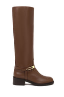 Kadın Kahverengi Tokalı Deri Çizme | Derimod