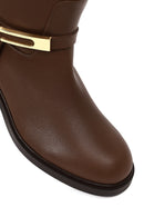 Kadın Kahverengi Tokalı Deri Çizme | Derimod