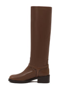 Kadın Kahverengi Tokalı Deri Çizme | Derimod