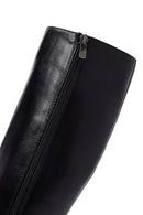 Kadın Siyah Fermuarlı Yüksek İnce Topuklu Deri Çizme | Derimod