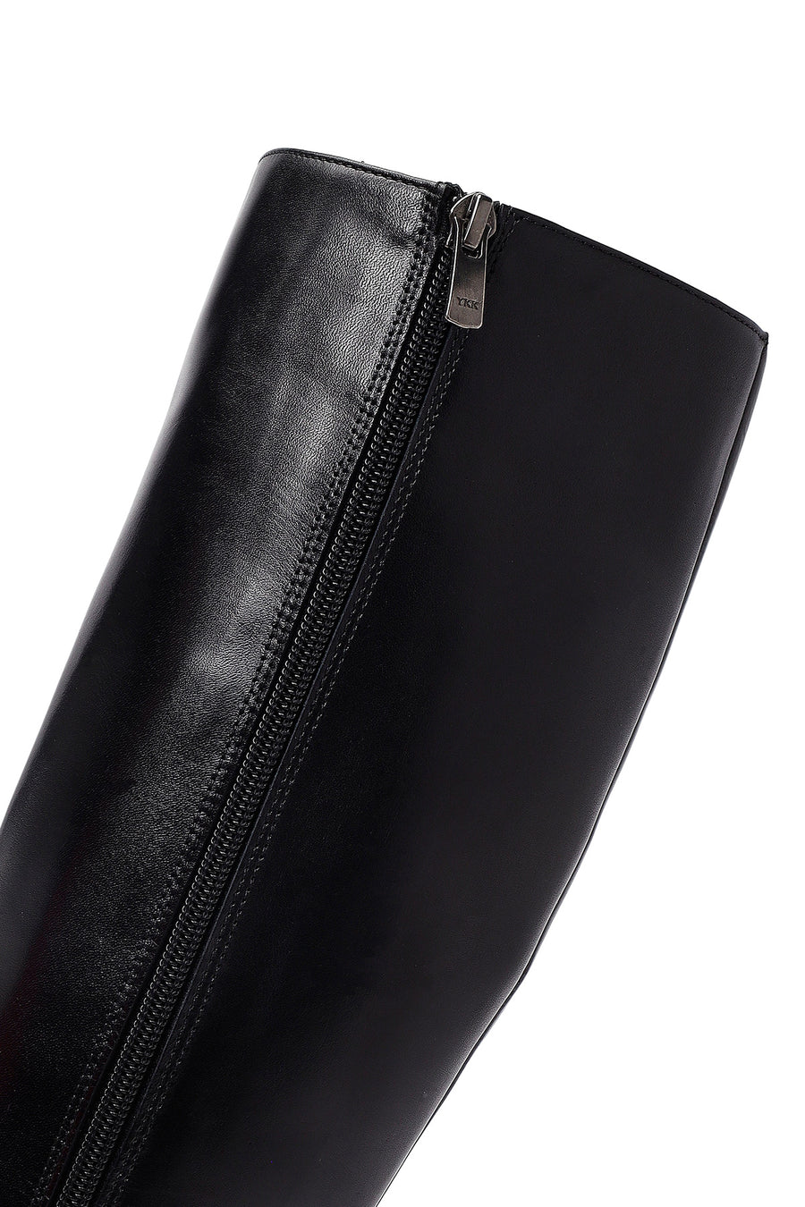 Women's Black Zippered High Thin Heeled Leather Boot