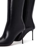 Kadın Siyah Fermuarlı Yüksek İnce Topuklu Deri Çizme | Derimod