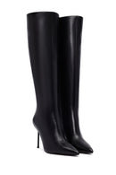 Kadın Siyah Fermuarlı Yüksek İnce Topuklu Deri Çizme | Derimod