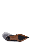 Kadın Siyah Fermuarlı Yüksek İnce Topuklu Deri Çizme | Derimod