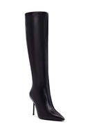 Kadın Siyah Fermuarlı Yüksek İnce Topuklu Deri Çizme | Derimod