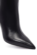 Kadın Siyah Fermuarlı Yüksek İnce Topuklu Deri Çizme | Derimod