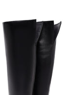 Women's Black Zippered High Thick Heel Leather Boot | Derimod