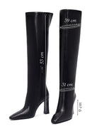 Women's Black Zippered High Thick Heel Leather Boot | Derimod