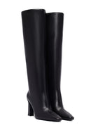 Women's Black Zippered High Thick Heel Leather Boot | Derimod