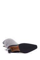 Women's Black Zippered High Thick Heel Leather Boot | Derimod