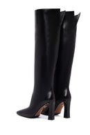 Women's Black Zippered High Thick Heel Leather Boot | Derimod