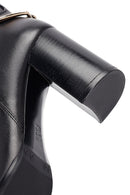 Women's Black Thick Heeled Leather Boot | Derimod