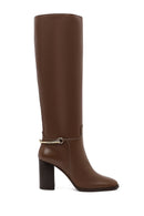 Women's Brown Thick Heeled Leather Boot | Derimod