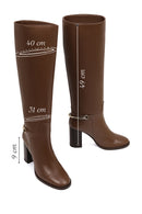 Women's Brown Thick Heeled Leather Boot | Derimod