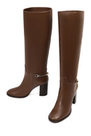 Women's Brown Thick Heeled Leather Boot | Derimod