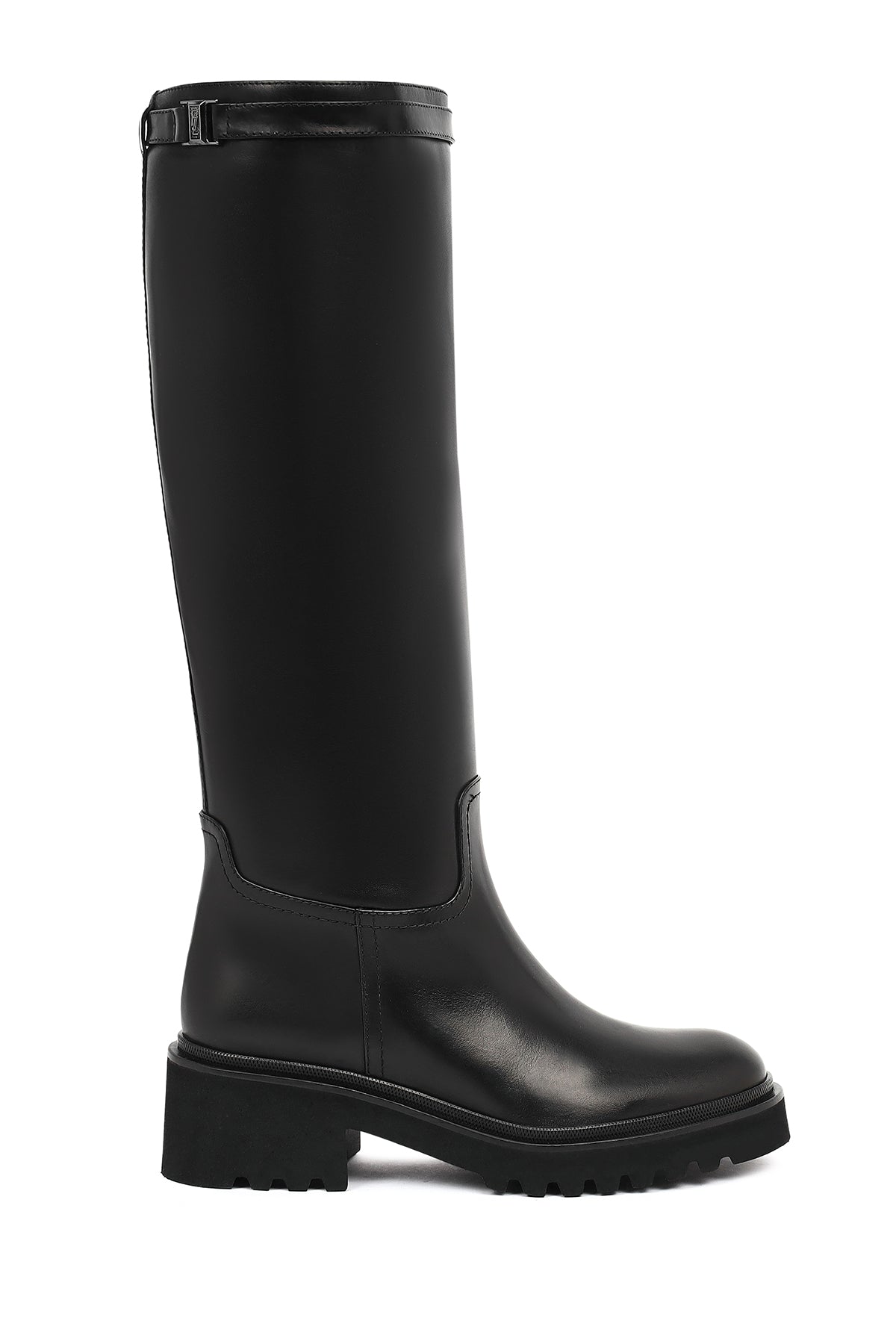 Kadın Siyah Fermuarlı Kalın Tabanlı Deri Çizme 25WFD102018 | Derimod