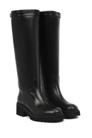 Kadın Siyah Fermuarlı Kalın Tabanlı Deri Çizme | Derimod