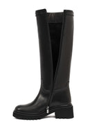 Kadın Siyah Fermuarlı Kalın Tabanlı Deri Çizme | Derimod