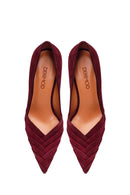 Kadın Bordo İnce Topuklu Süet Deri Stiletto | Derimod