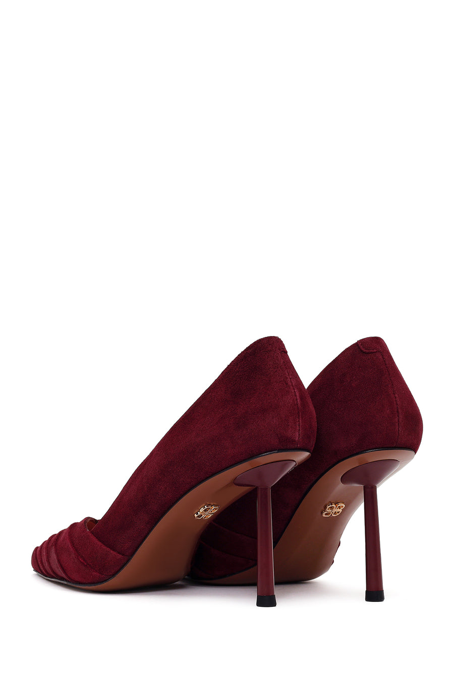 Kadın Bordo İnce Topuklu Süet Deri Stiletto