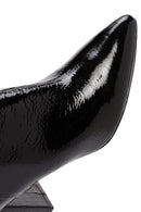 Derimod Gritti Woman Black Zippered Thick Heel Patent Leather Leather Boat | Derimod